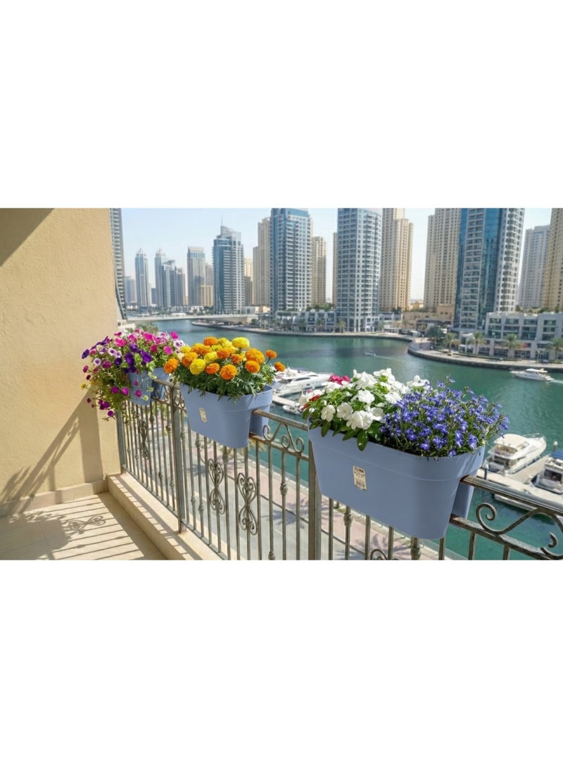 IDEL Self Hanging Flower Pot (PBACK), Balcony & Garden Pots with Adjustable Hooks and Self Watering - Durable and Premium Hanging Planters  (Rock, 58cm) - Image 2